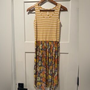 Matilda Jane Yellow Striped and Floral Midi Dress